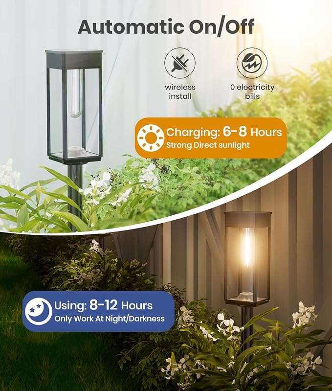 ALFIOT Solar Pathway Lights Outdoor, 8 Pack Bright Solar Lights Outdoor, Auto On/Off, IP65 Waterproof Solar Garden Lights Solar Powered Landscape Lighting for Yard Patio Walkway Driveway Pathway