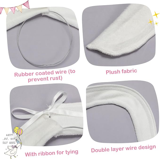 Abbylike 2 Pcs Poseable Goose Wings for 23”- 28" Porch Lawn Goose Outfit Accessories Poseable White Wings for Outdoor Patio Yard Lawn Art Decoration (Flat Edge)