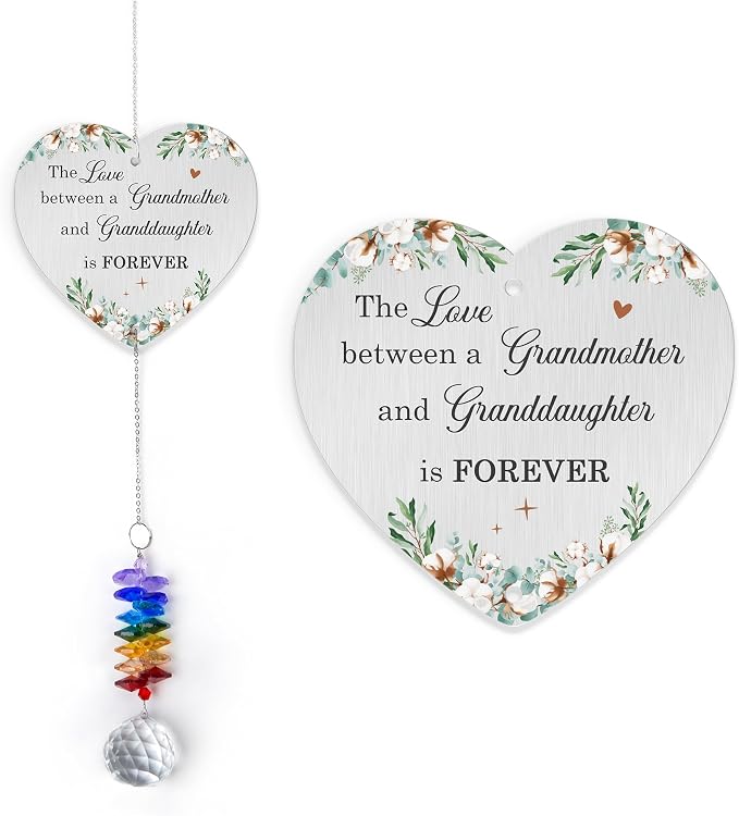 Gifts for Grandma - Mother’s Day Birthday Gift - Meanigful Keepsake - Heartfelt Gift for Grandmother Mom Mama Nana from Granddaughter Daughters - Crystal Rainbow Maker - Hanging Window Decor