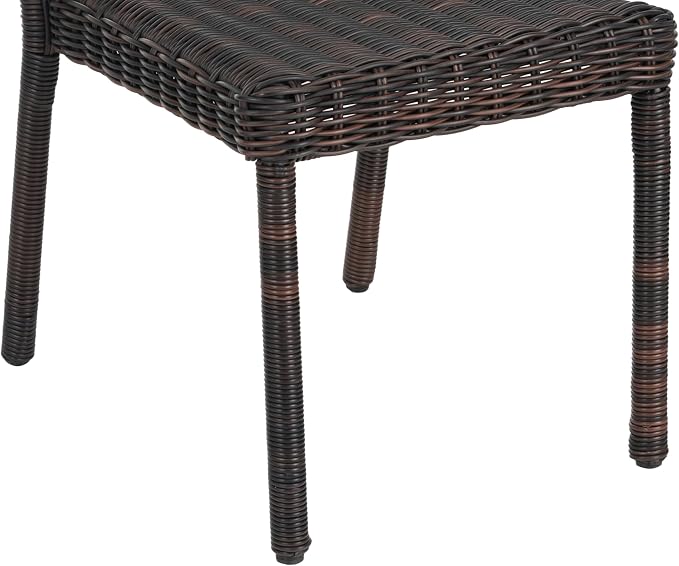 Christopher Knight Home Farley Acacia Wood Outdoor Dining Set for 6, 7 Piece Patio Dining Table and Chair Set, Faux Rattan Outdoor Dining Chair and Table Set, Brown
