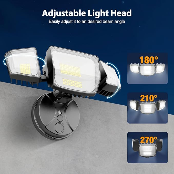 Onforu 90W Flood Lights Outdoor, 10000LM Ultra Bright 4-Head LED Security Light with Switch Control, IP66 Waterproof 6500K Exterior Lights for Yard Garage Patio