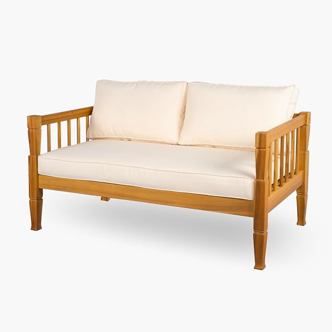 KLMM 4-Piece Patio Furniture Set,Outdoor Furniture with Coffee Table,Patio Conversation Set,Deep Seating with Thick Cushion,for Backyard Porch Balcony (Teak Finish-PF)