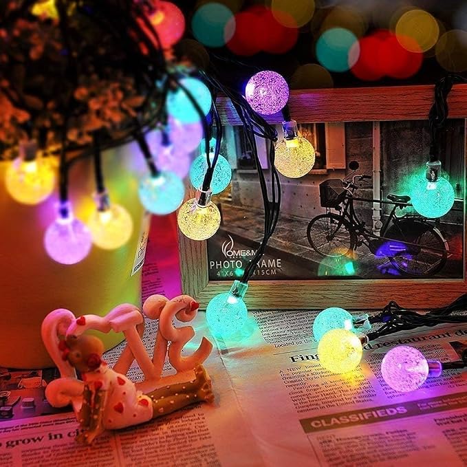 Toodour Solar String Lights Outdoor, 56ft 100 LED Globe String Light with 8 Mode, Waterproof Crystall Ball Lights Solar Patio Lights for Garden, Lawn, Patio, Gazebo, Yard, Outdoor Decor - Multicolor