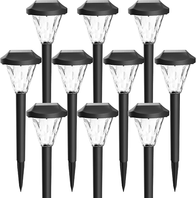 GIGALUMI 10 Pack Solar Lights Outdoor Waterproof, Solar Garden Lights | Outdoor Solar Lights for Yard, Yard Decorations Outdoor for Pathway, Patio, Garden, Driveway, Lawn, and Landscape(Warm White)
