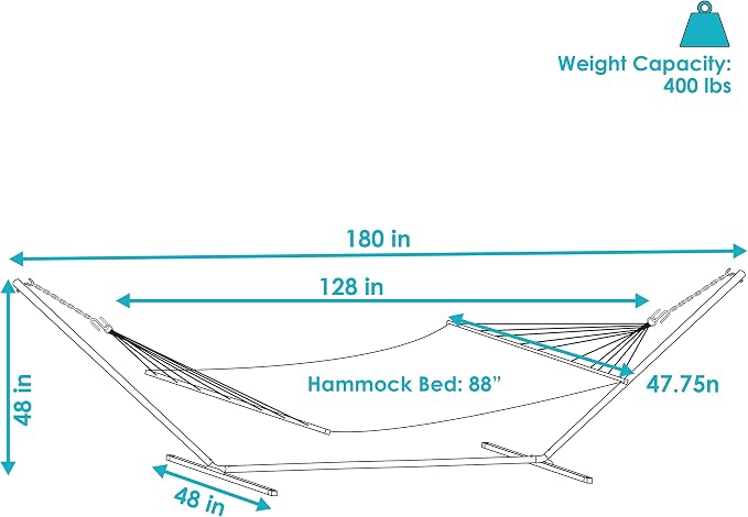 Sunnydaze Polyester Rope Double Hammock with 15-Foot Steel Stand - 400-Pound Capacity - Red