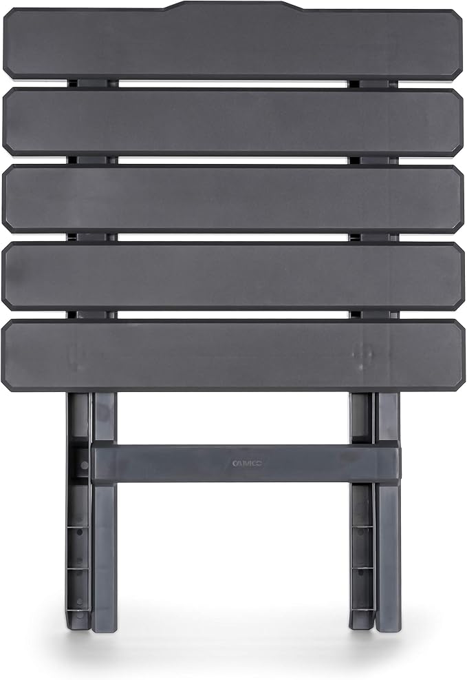 Camco 51885 Large Adirondack Portable Outdoor Furniture Folding Table, Charcoal