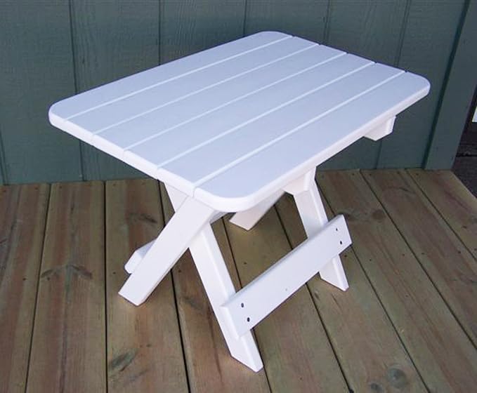 Phat Tommy Folding Outdoor Patio Side Table - Poly Adirondack Side Table - All Weather Side Table for Your Patio, Deck, or Balcony (White)