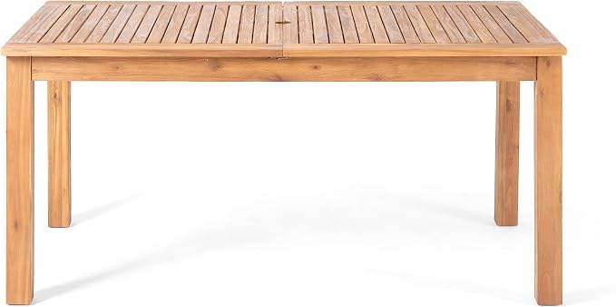 Christopher Knight Home 7-Piece Outdoor Dining Set, Expandable 63"-79" Acacia Wood Patio Table, Natural Finish with 6 Armchairs, Beige Cushions & Rope Woven Back, Backyard Garden Deck