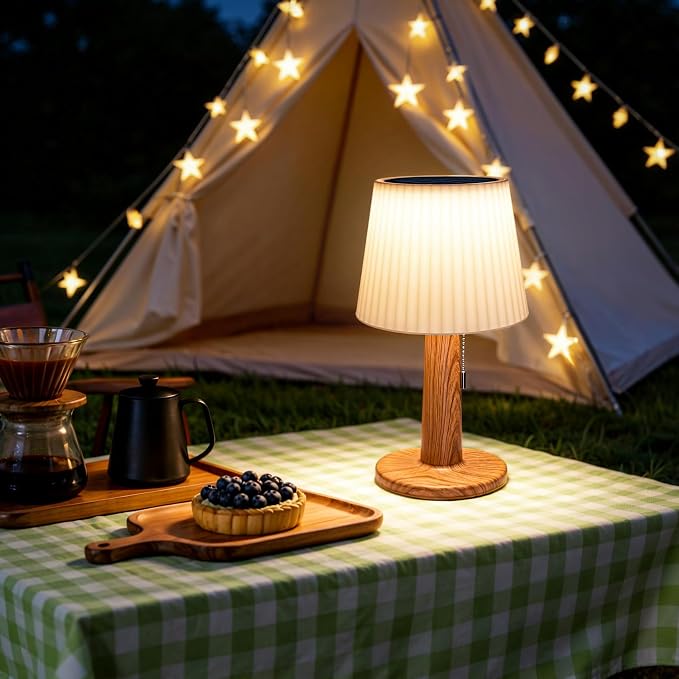 Beautyard Solar Table Lamps Outdoor Indoor - Mothers Gifts 3 Lighting Modes, 4000mAh Eye-Caring LED Waterproof Cordless Solar Desk Lamp with Pull Chain Garden Outside Patio Garden Bedroom