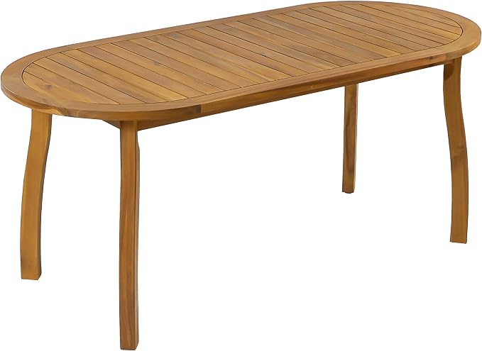 Christopher Knight Home Cascade 70" Outdoor Oval Dining Table, Acacia Wood Patio Dining Table for 4-6 People, Solid Wood Outdoor Table for Patio Deck Garden Backyard Dining, Teak