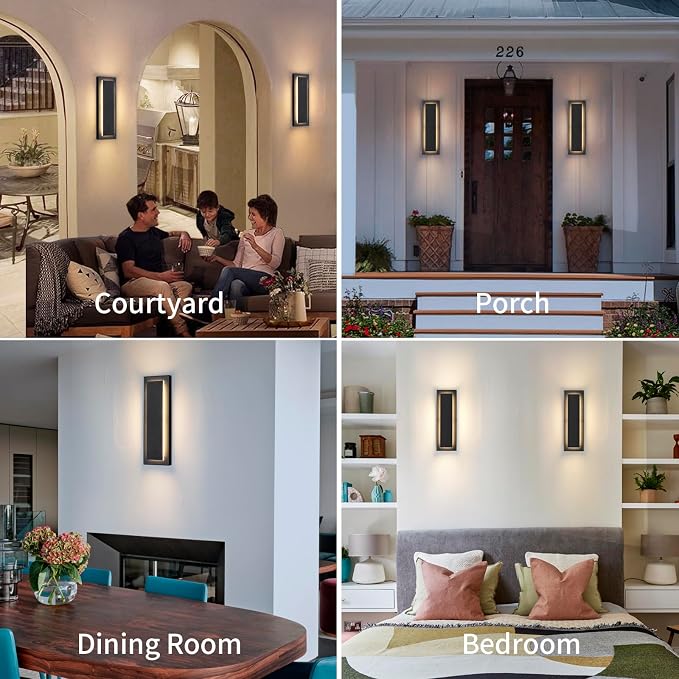 Outdoor Wall Light Modern Wall Lighting 15.7 in,12 W | Waterproof Exterior Lighting Fixtures Wall Mount,Porch Lights Outdoor For Patio Entrance Front Door,3000K,1 Pack