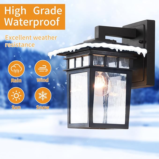Outdoor Wall Lantern 2 Pack Exterior Light Fixtures Wall Mount Black