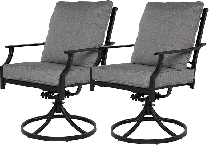 Grand patio Patio Dining Set for 2, E-Coated Outdoor Dining Set, 2 Swivel Dining Chairs Outdoor Furniture Set with Olefin Cushions, Grey