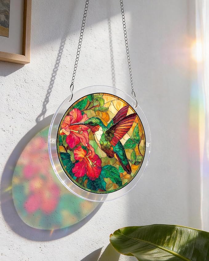 Acrylic Suncatcher Puzzle, Emerald Flame Hummingbird-7.4 in | DIY Suncatcher Puzzle Kits for Adults, Acrylic Jigsaw Puzzle Suncatcher, Garden&Window Hanging Decor, Unique Gift