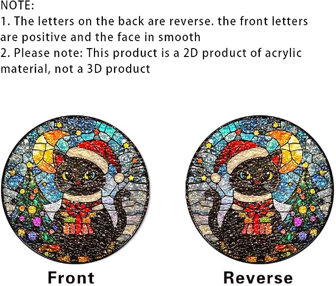 Chrismas Acrylic Stained Glass Window Hanging,Sun Catcher Decor Stained Panel Hangings Wall Art Decor, 2026 8x8inch (SCL004 Cat)