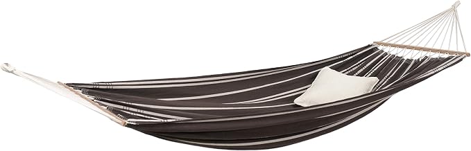 Brasilia Hammock, Handwoven, Polyester/Cotton Blend, Mocha, Single Size, Spreader Bar, 122" L X 55" W, Holds up to 330lbs