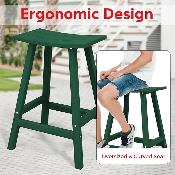 Costaelm Outdoor Bar Table, 37" Counter Height Round Patio Cocktail Bar Table, Patio Bar Table 3-Pieces Set Bistro Dining Table Pub Table for Front Porch Deck, Backyard, Garden, Dark Green