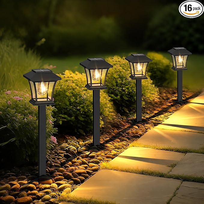 Sparkblaze 16 Pack Solar Pathway Lights Outdoor, Warm White | Ideal for Walkways, Gardens, Lawns, Driveways & Landscape Lighting, Automatic Dusk-to-Dawn Lighting