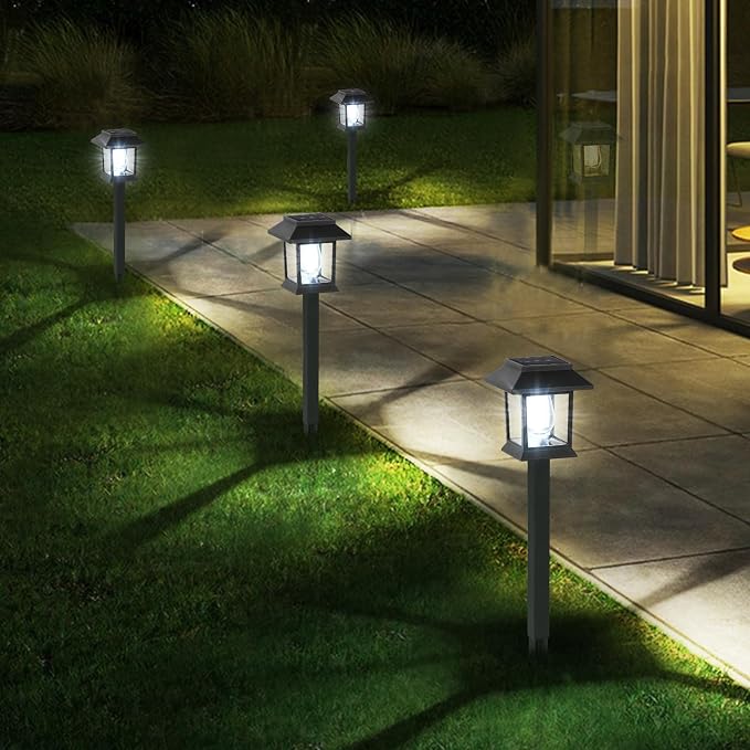Greluna Solar Lights Outdoor,12 Pack 6000K Waterproof Auto On/Off Solar Pathway Lights for Your Garden, Landscape, Path, Yard, Patio, Driveway,Walkway Decor
