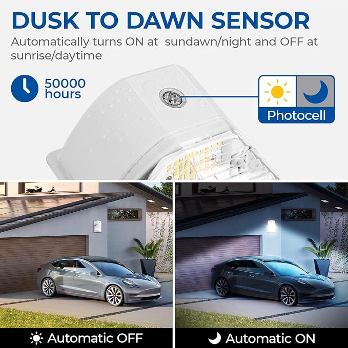 CINOTON 26W LED Wall Pack Light with Dusk to Dawn Sensor, 3CCT White 2Pack | 100-277Vac, 26W/18W/13W Switchable, 3CCT Wall Lights, IP65 Waterproof, Outdoor Security Flood Lighting for Garage, Backyard