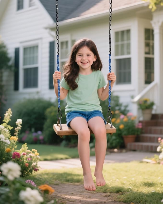 64inch Hanging Swing Chair Chain (2)+ 4 Free Quick Links, 1000LB Load Bearing,Indoor and Outdoor Playground Swings, Hammocks, Sandbags Swing Chains (Blue, 2 Pack 64 Inch)