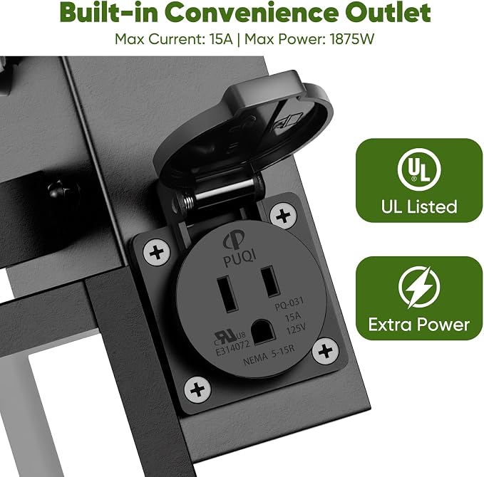 Upgraded Motion Sensor Outdoor Wall Light with Outlet, Black | UL-listed Extra Power Socket, Auto ON/OFF, 3 Lighting Modes, Waterproof, Rust-Resistant, Durable Metal & Clear Glass