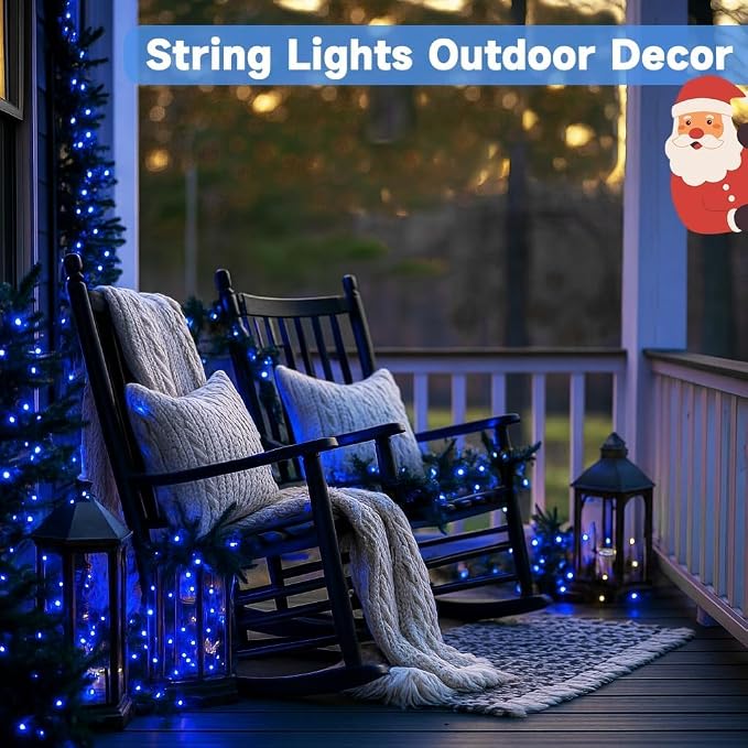 Solar Fairy Lights, 2 Pack Total 400LED 144FT Waterproof String Lights | Blue, Copper Wire, 8 Lighting Modes Solar Twinkle Lights for Tree Garden Patio Party Outdoor Christmas Decorations