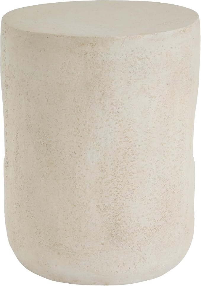 Christopher Knight Home Skye Round MGO Outdoor Side Table With Hollow Cylindrical Design, Square Accent Table with Stone-Like Texture, Weather Resistant Small End Table for Indoor/Outdoor Usage, Beige