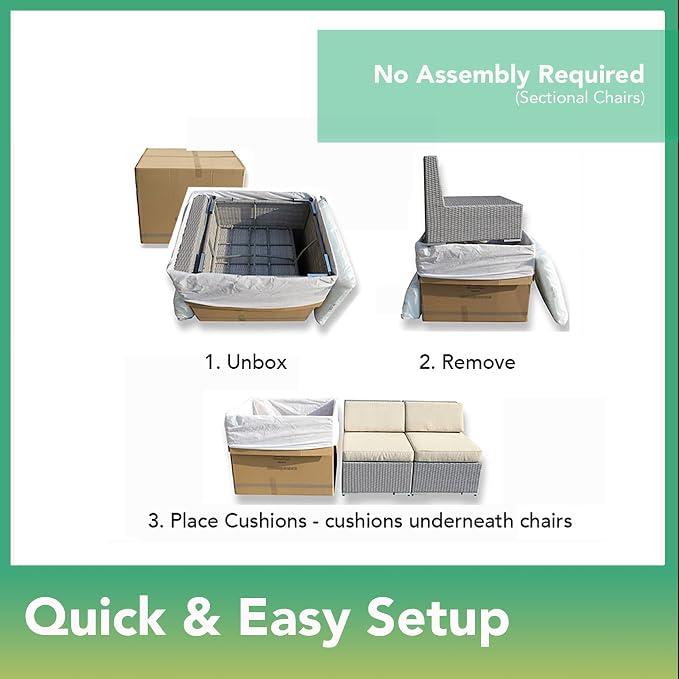 7 Piece Outdoor Patio Furniture Black Wicker Sunbrella Taupe Conversation Set with Fully Assembled Sectional and 42-inch Propane Gas Fire Table