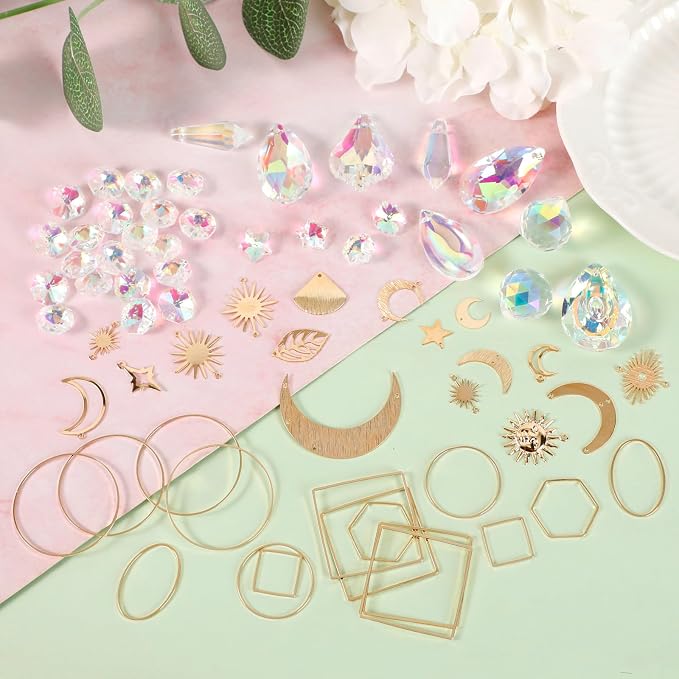 Sun Catcher Kits for Adults, 228pcs DIY Suncatcher Making Supplies | Arts and Crafts for Girls Women Hanging Ornaments for Indoor Windows Prism with Crystal Balls Gift for Birthday Mother's Day
