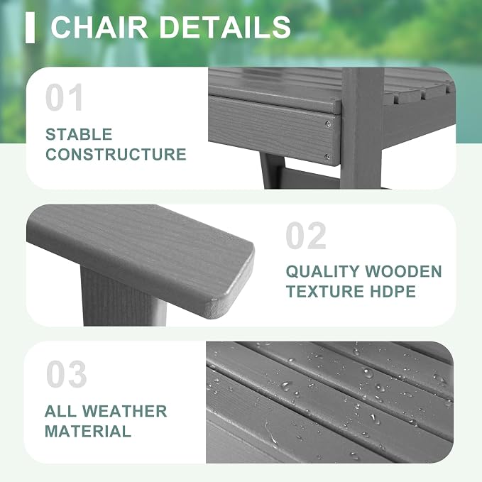 FUNBERRY Outdoor Dining Set, HDPE 7 Piece Dining Table Set with Chairs | 2" Umbrella Hole Table, Wood-Grain, HDPE All Weather, No Rot or Rust or Crack, UV Fade Shield, Easy-Clean for Outside