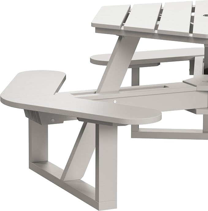 Shoreline Made in USA Hexagon Picnic Table, Seating for 6, Cove Gray