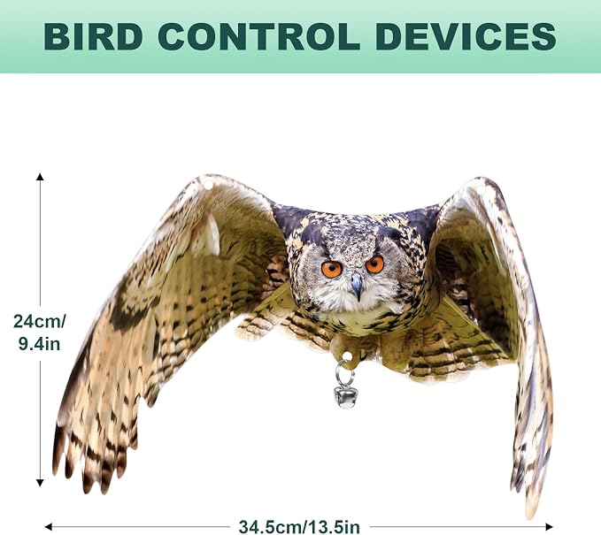 Owls to Keep Birds Away: 4Pack Fake Owls with Reflective Tape for Garden Patio, Reflective Hanging Decoration to Keep Birds Pigeon from Windows Tree