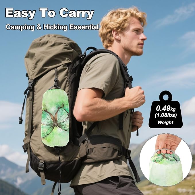 Hammocks for Outside Green Butterfly Camping Hammock Portable Hammocks with Tree Straps and Carry Bag Camping Accessories for Hiking Beach Outdoor