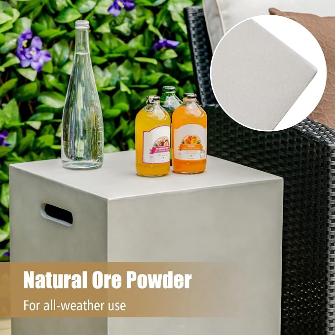 Giantex Propane Tank Cover Table - Hideaway Table, Outdoor 20 lbs Propane Tank Holder with Handles on Both Sides & Groove Hole at the Bottom, Patio Tank Storage Box Side Table for Standard, Gray
