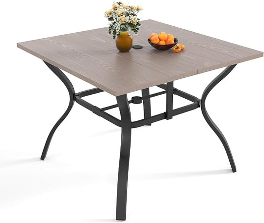 Square Patio Dining Table, 40 Inch, Natural Wood Look