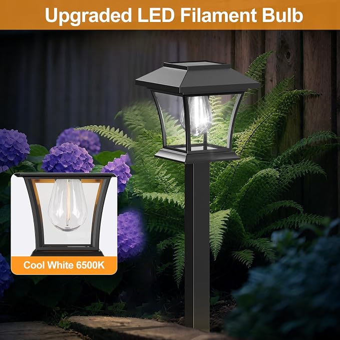 Sparkblaze 2 Pack Solar Pathway Lights Outdoor, LED Solar Yard Lights Dusk to Dawn Solar Garden Lights for Lawn, Walkway, Path & Landscape Lighting. (2, Cold White)
