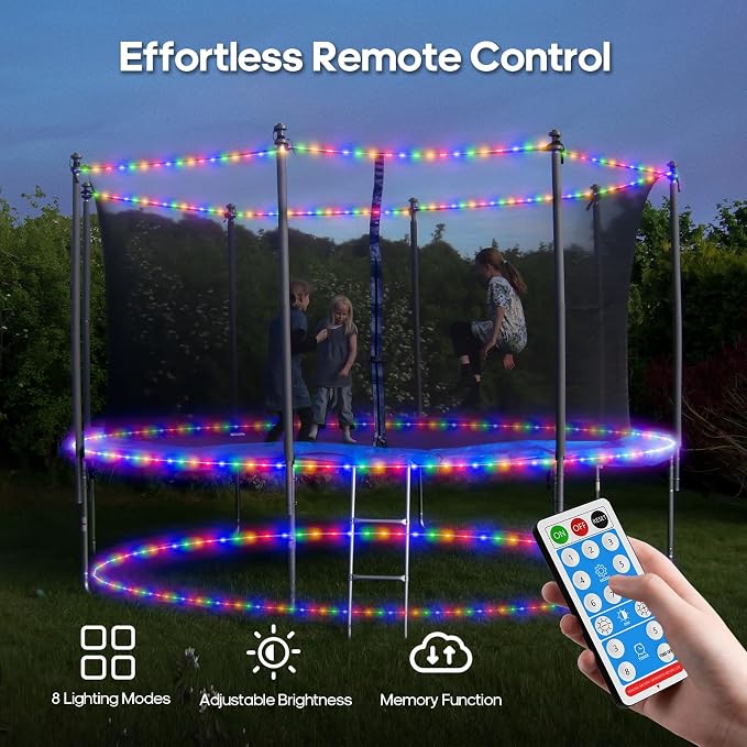 ICRGB Solar Rope Lights Outdoor, 132FT 400 LED (Multi-Colored- 2Pack) | Type C & Solar, With Remote, IP67 Waterproof, 8 Modes, for Trampoline Camping Tent Patio Porch Garden Christmas