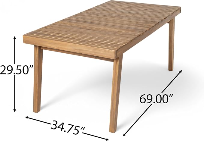 Merax 7 Piece Patio Furniture Set, Acacia Wood Outdoor Dining Set with 1 Table & 6 Heavy-Duty Cushioned Chairs for Porch, Backyard, Garden, Poolside, Indoors, Easy Assembly, Brown