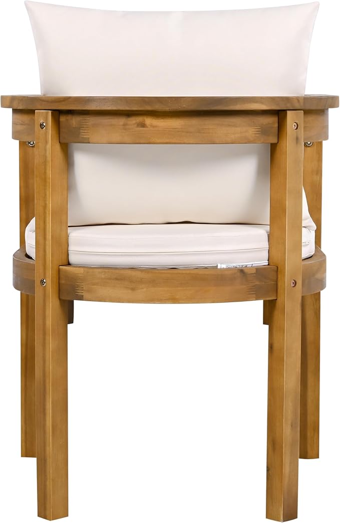 Christopher Knight Home Abaco Outdoor Acacia Wood Dining Table Set for 8, Outdoor Dining Set, Patio Table and Dining Chairs Set of 8 with Cushions, 9 Pieces Patio Set with Cushions, Beige and Teak