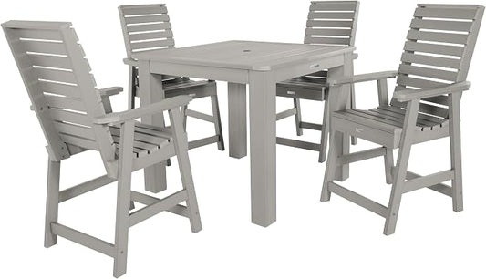 highwood Weatherly 5 Piece Square Counter Height Outdoor Dining Set, Harbor Gray