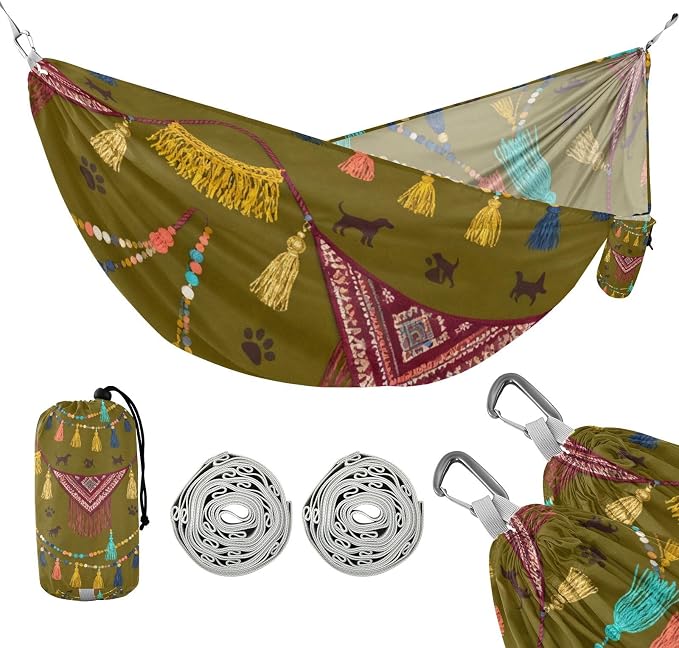 Tassel and Pet Camping Hammock Fabric for Outside Patio Garden