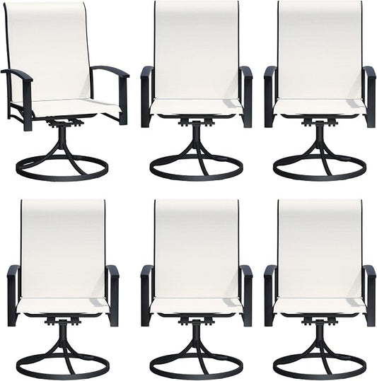 Outdoor Swivel Rocker Dining Chair Set of 6, All Weather Patio Dining Chair with Textilene High Back and Metal Frame, Backyard, Lawn Garden and Deck Porch Patio Furniture Set