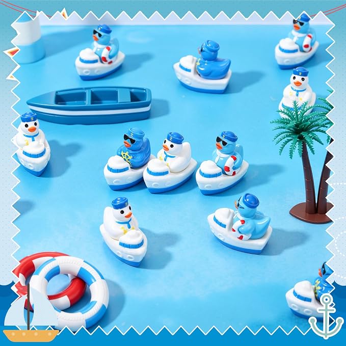 30 Pcs Sailor Cruise Ducks, Mini Sailor Cruise Resin Ducks Bulk, Fun Printed Toy Figures for Birthday Party Favors, Themed Decor, Kids Gift Collection (Cruise Duck)