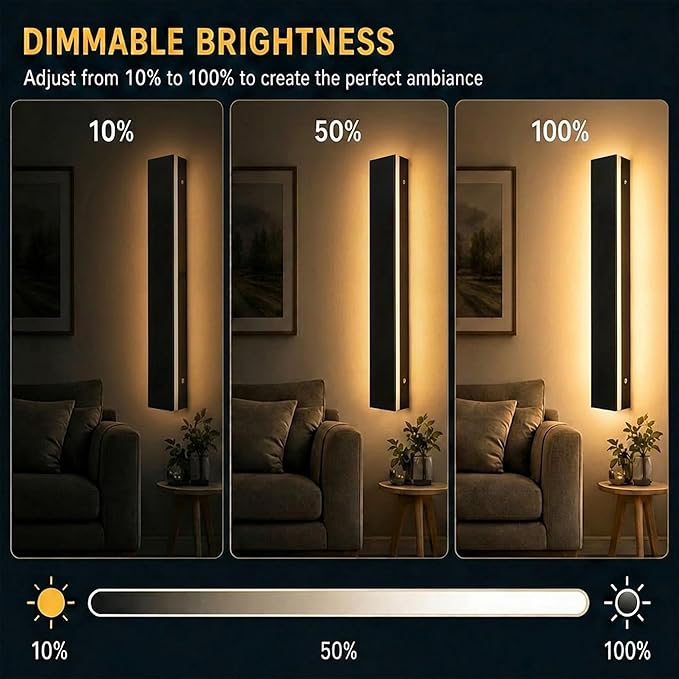 Modern Outdoor Wall Light 2pack 31in, 4.33in Width, Dimmable LED | 3200LM for Garage Front Door Porch, IP65 Waterproof Outdoor Sconce, Cover All Jbox, 3000K-6000K Adjustable, Matte Black