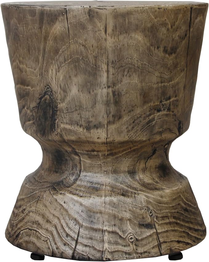 14.6" x 17" Height Faux Woodgrain Accent Table - Antique Gray Concrete Multi-Functional Piece