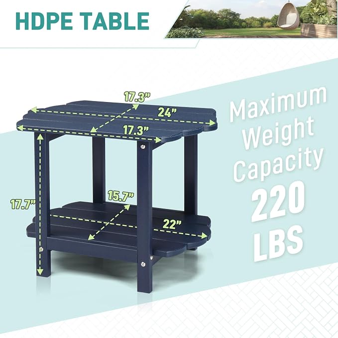 Adirondack Outdoor Side Table, 2-Tier Patio End Table, Small Outdoor Table Adirondack Side Tables