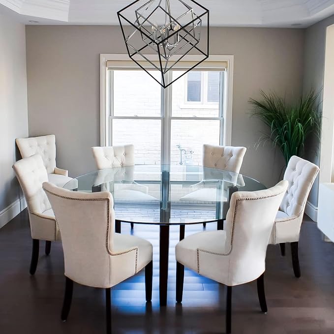 60" Inch Round Glass Table Top 1/4" Thick Flat Polish Edge Tempered by Fab Glass and Mirror