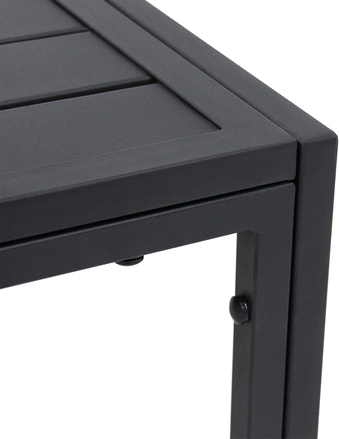 ABBLE Outdoor Coffee Table Steel Slat Black Coffee Table Indoor Outdoor Rectangle Patio Coffee Table for Living Room Café Courtyard Poolside Backyard (Black)