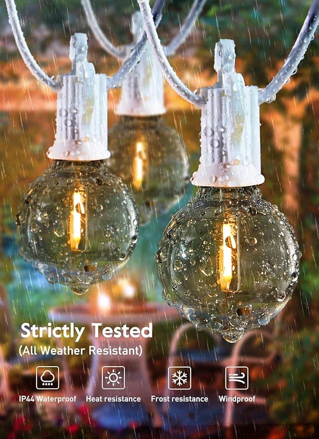 Brightown 30 FT Outdoor String Lights - Commercial Globe Patio Lights with 30 G40 LED Shatterproof Bulbs, Waterproof Connectable Hanging Light for Backyard Bistro Porch Cafe Deck